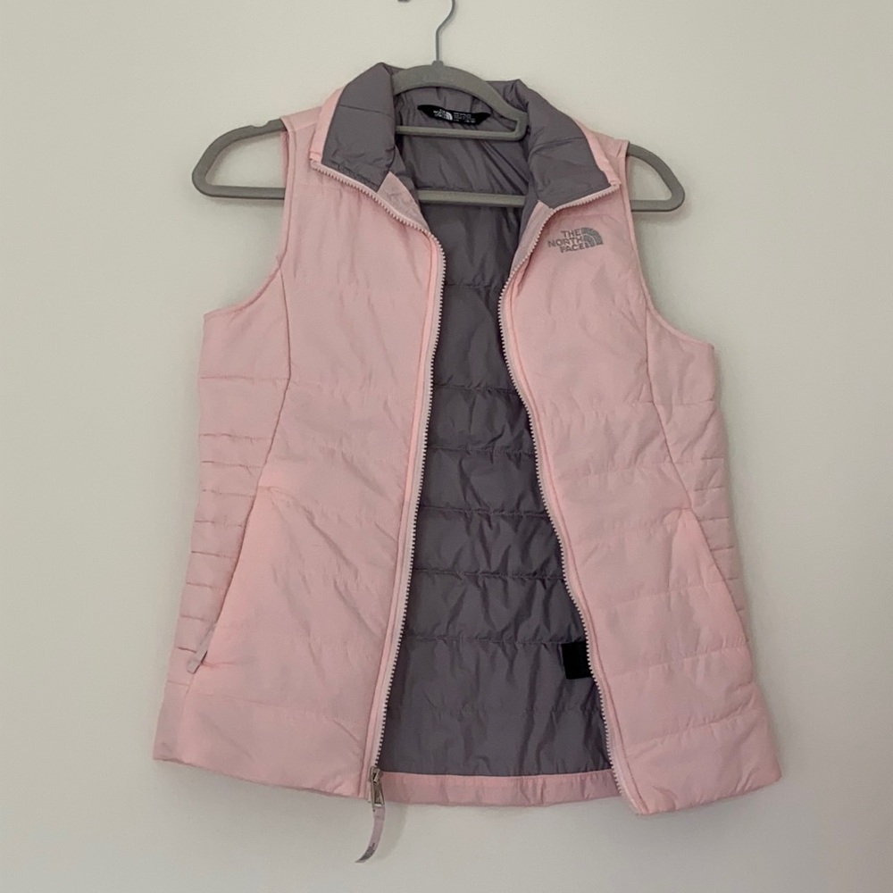 Girls Pink And Grey North Face Vest.